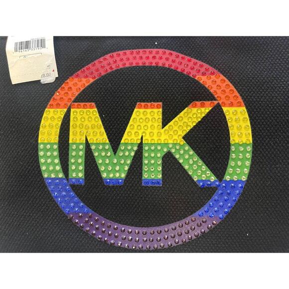 Michael Kors PRIDE Jet Set Charm Top Zip Wristlet Rainbow Rhinestone Black - Picture 5 of 7